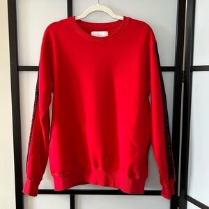[M] STAMP’D Bright Red Fleece Lined Cotton Crewneck Sweater Designer Quality